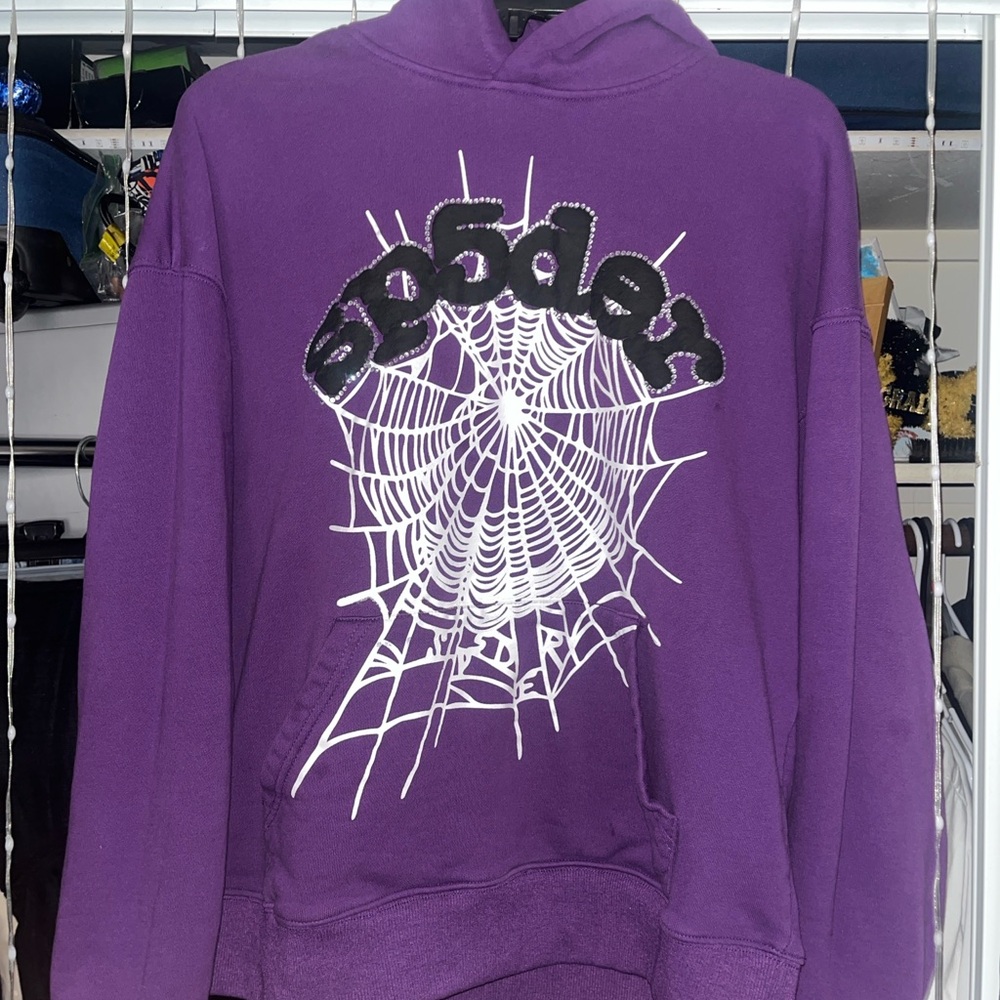 Spyder Purple Men's Hoodie with Web Design